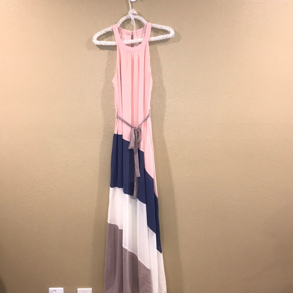 Pattern Chiffon Maxi Dress